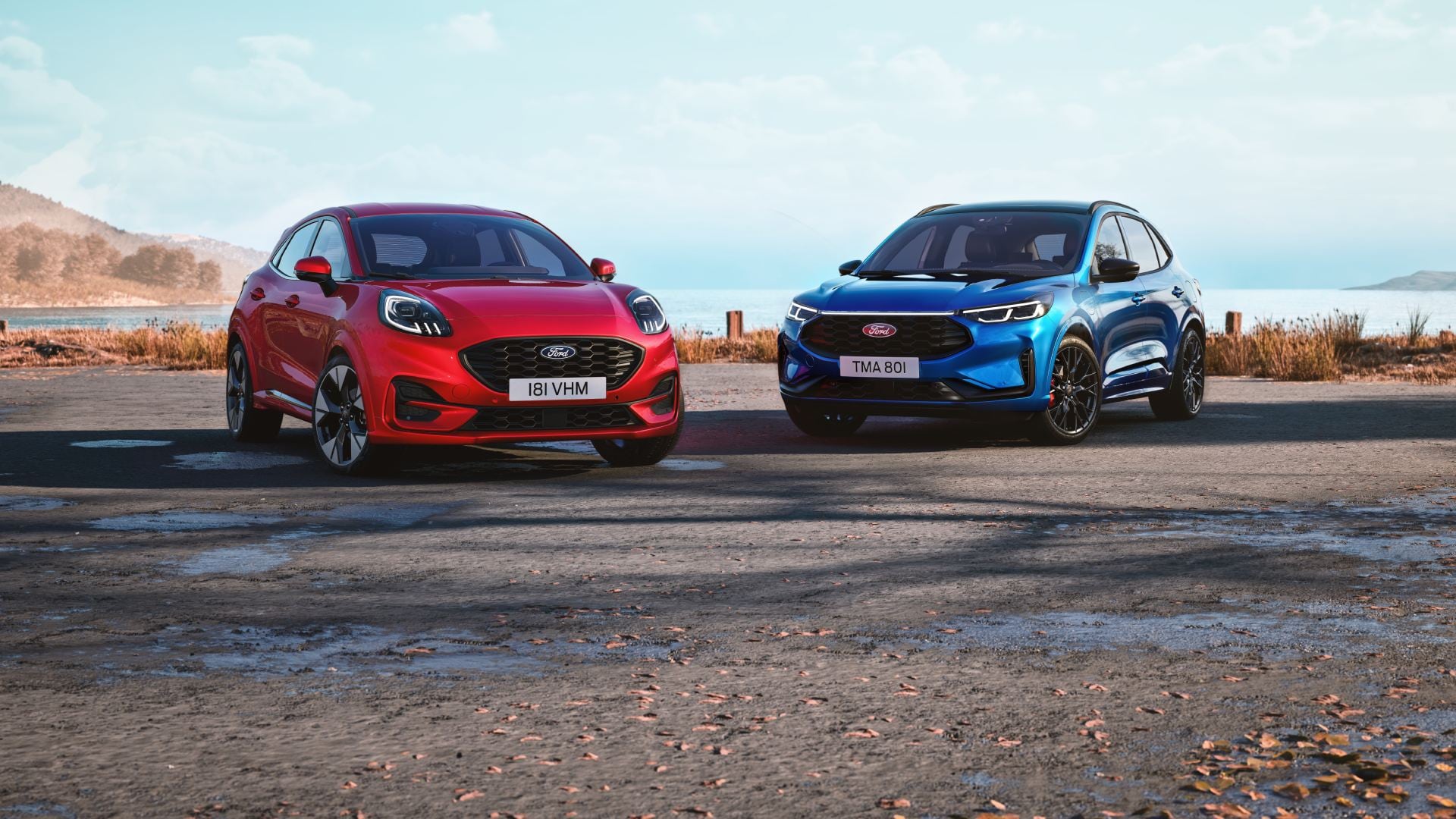 Gamme hybride Ford parcată într-o parcare.
