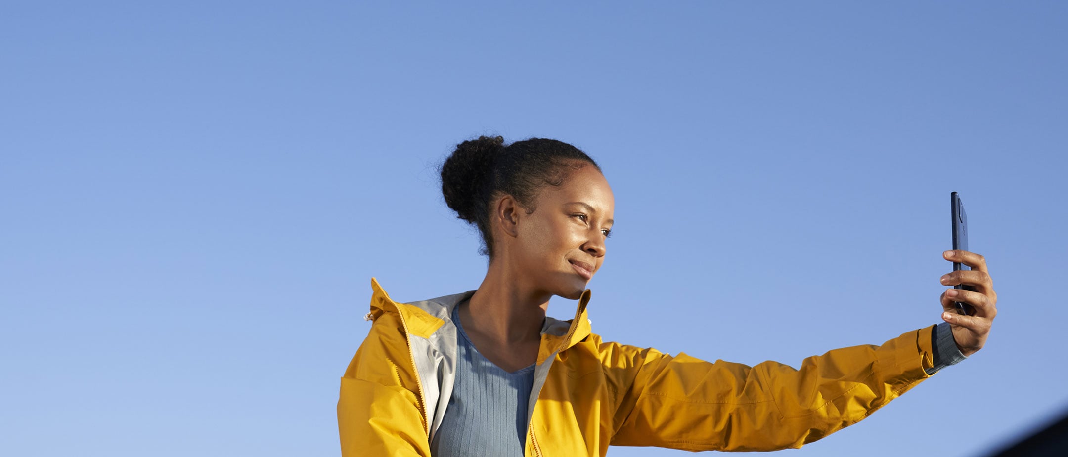 Woman looking at a smartphone