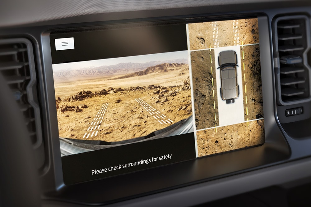 Prim-plan cu ecranul tactil conectat SYNC 4 al modelului Ford Bronco.