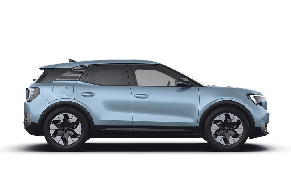 Un Ford Explorer albastru, parte a gamei de mașini Ford de familie.