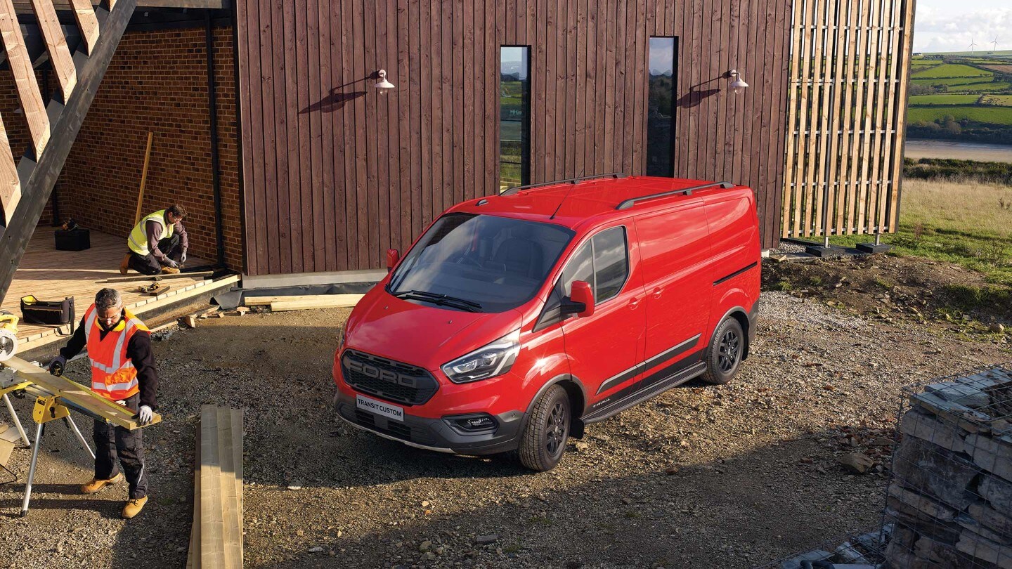 New Ford Transit Custom Trail in construction site