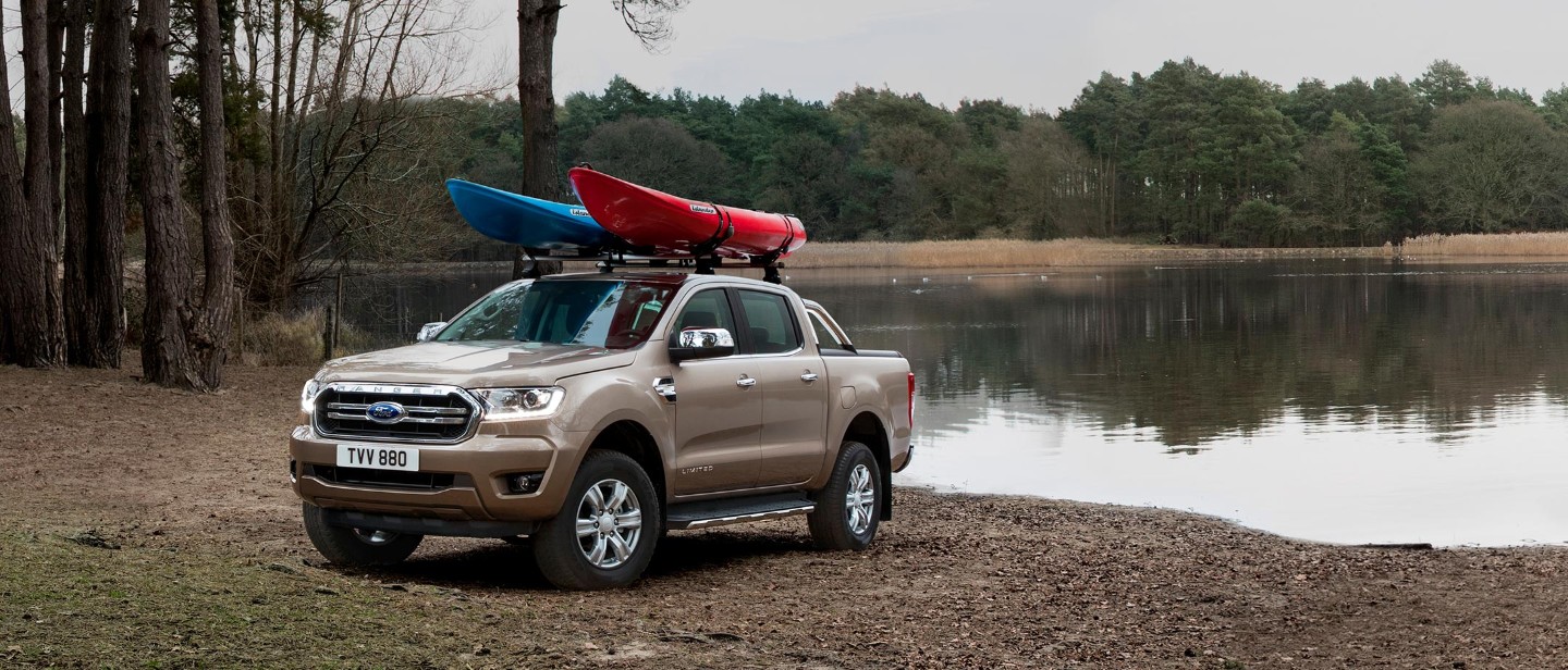 Ford Ranger parked by the lake