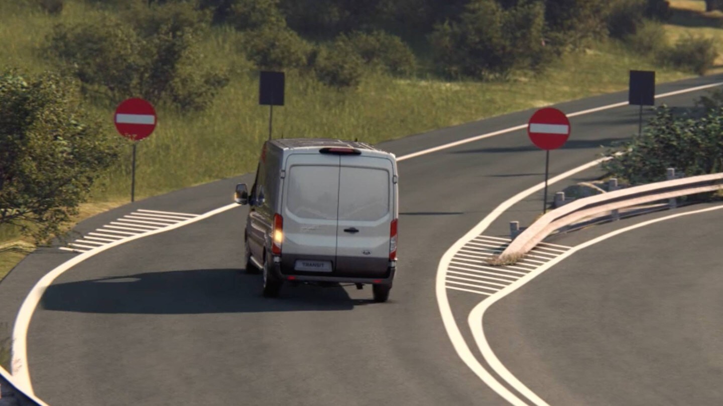 Transit Van driving wrong way being alerted by Wrong Way Alert