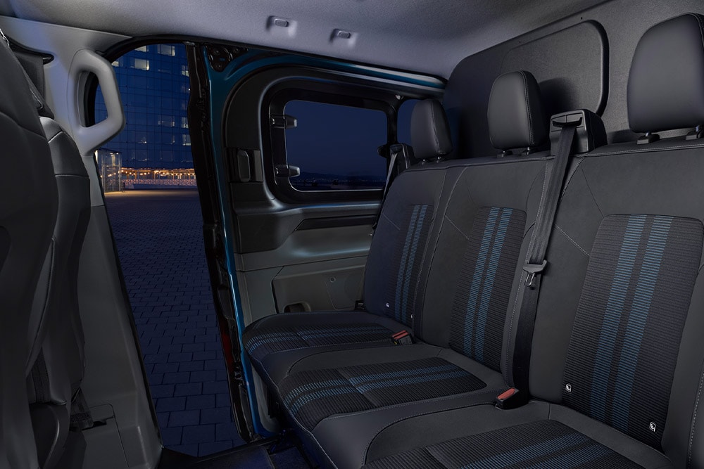 Second-row seats in Ford E-Transit Custom DCIV.