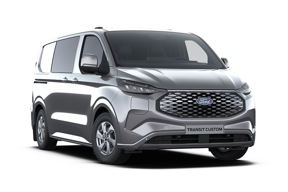 Ford Transit Custom MultiCab Limited culoare Dark Gray, vedere frontală.