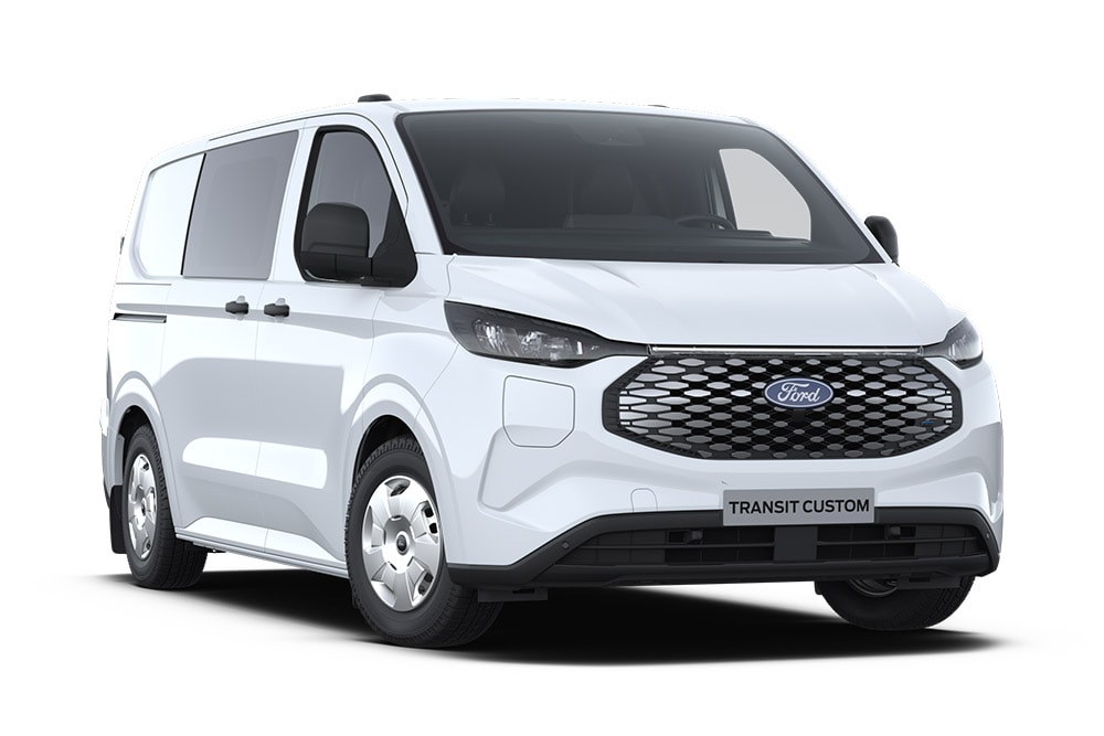 Multicab Ford E-Transit Custom, vedere frontală înclinată 
