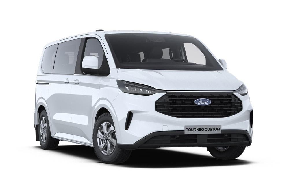 Vedere din partea stanga a unui Ford Tourneo Trend, culoare alba