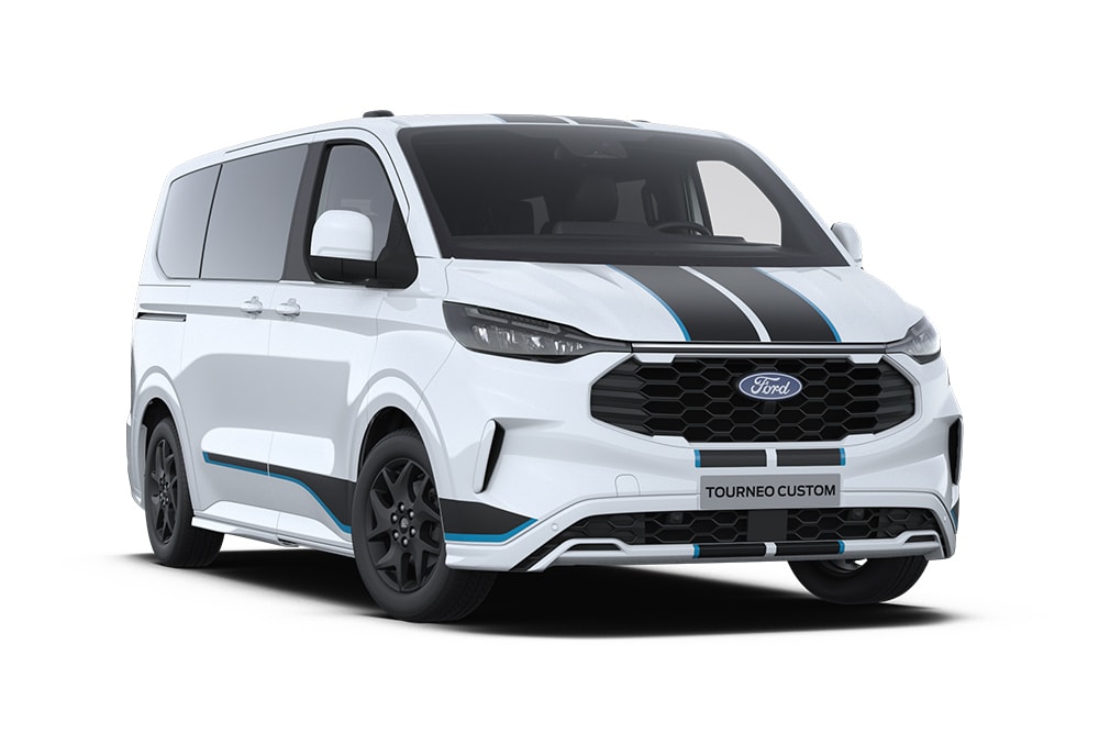 Vedere din partea stanga a unui Ford Tourneo Sport, culoare alba