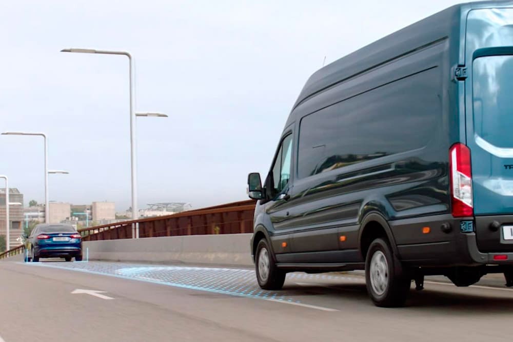 Ford Transit Van with adaptive cruise control graphic