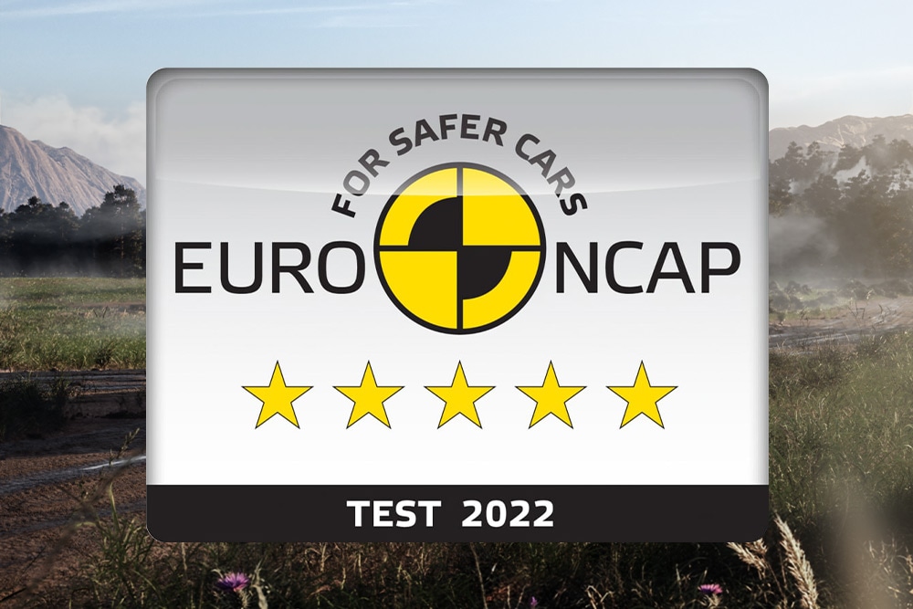 Insigna Euro NCAP de 5 stele pentru evaluarea siguranței pentru Ford Ranger, testat în 2022.