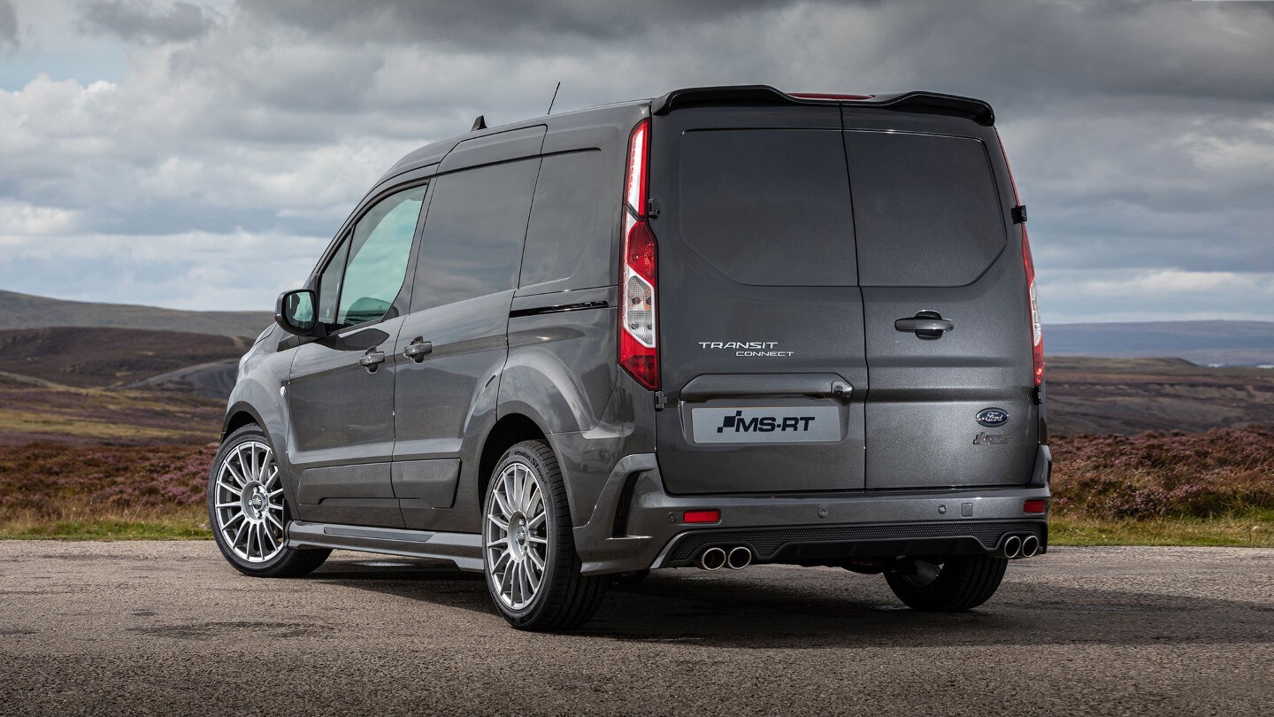 Ford Transit Connect MS-RT parked in front of a countryside background.