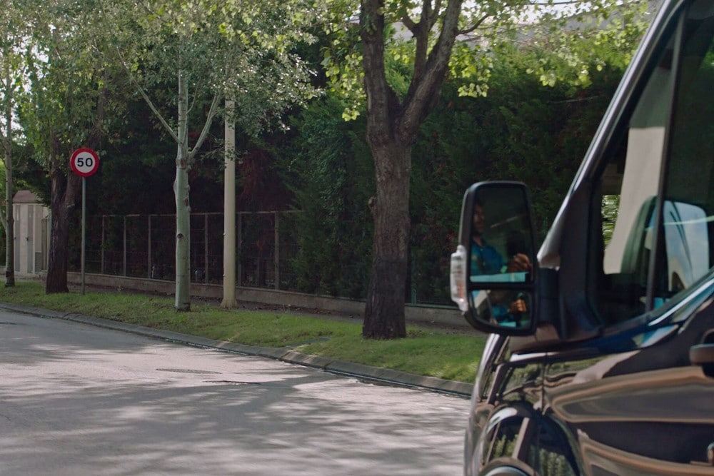 Ford Transit Van facing traffic sign