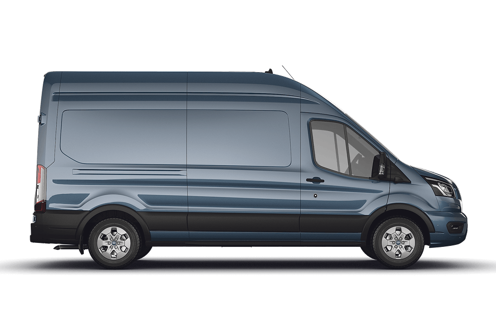 Vedere din lateral a Ford E-Transit Custom 